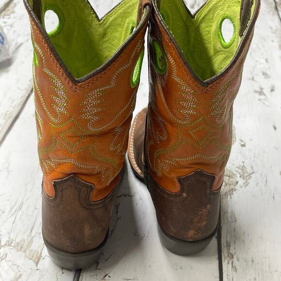ARIAT BOYS' ROUGHSTOCK WESTERN BOOTS orange brown sz11.5 little girls age 4-7 - Picture 12 of 12